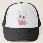 Witte Kat Trucker Pet (Voorkant)