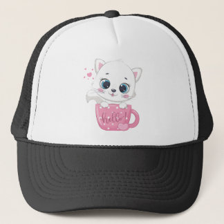 Witte Kat Trucker Pet
