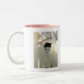 witte kat tweekleurige koffiemok (Links)