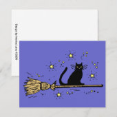 Witte kat-uitnodigkaart kaart (Voorkant / Achterkant)