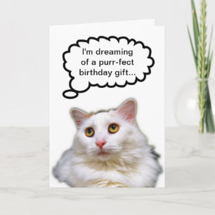 Witte kat verjaardag humor kaart