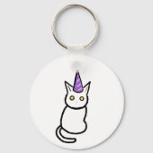 Witte Kat Viering Sleutelhanger (Voorkant)