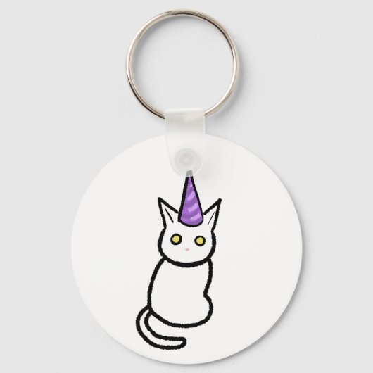 Witte Kat Viering Sleutelhanger (Voorkant)