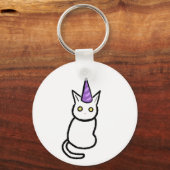 Witte Kat Viering Sleutelhanger (Voorkant)