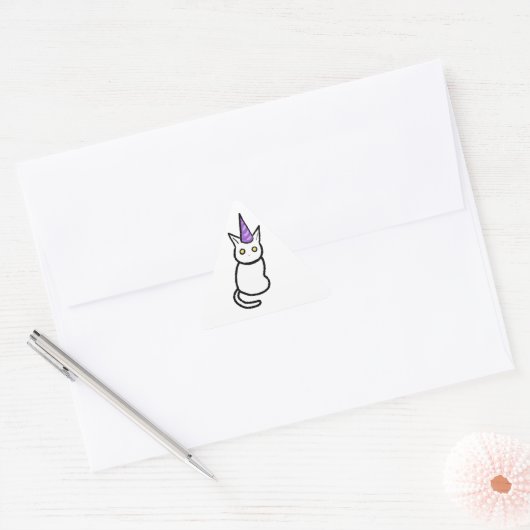 Witte Kat Viering Sticker (Envelop)
