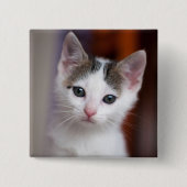 Witte Kat Vierkante Button 5,1 Cm (Voorkant)