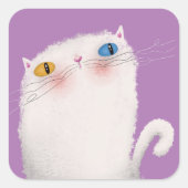 Witte kat vierkante sticker (Voorkant)