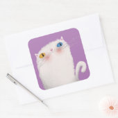 Witte kat vierkante sticker (Envelop)