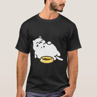 Witte kat vol met voedsel t-shirt