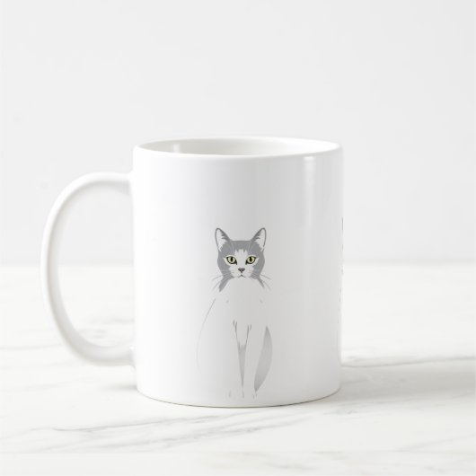 Witte kat waterverf Grappige katten liefhebbers Koffiemok (Links)