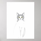 Witte kat waterverf Grappige katten liefhebbers Poster (Voorkant)
