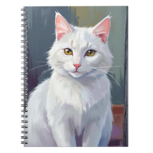 Witte Kat Waterverf Kat Huisdier Schilderij Notitieboek