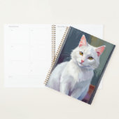 Witte Kat | Waterverf Kat Huisdier Schilderij Planner (Display)