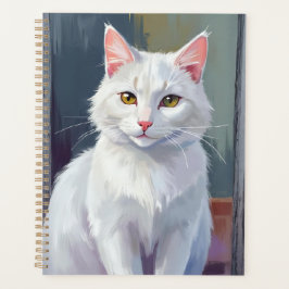Witte Kat | Waterverf Kat Huisdier Schilderij Planner