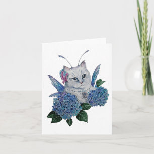 Witte kat wenskaart kaart
