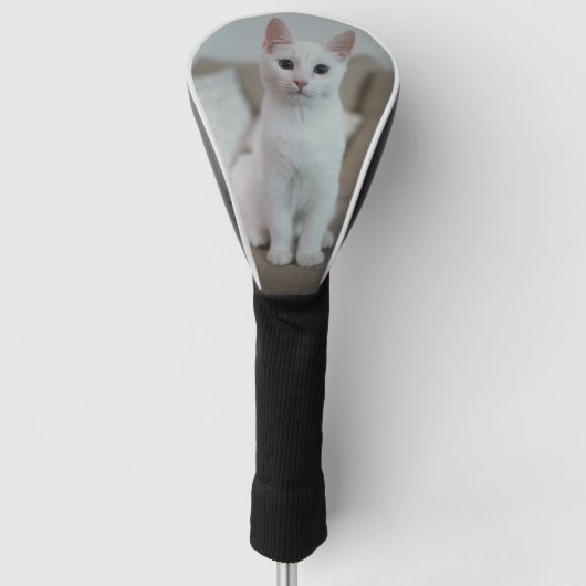 Witte kat | Zazzle_Growshop. Golfheadcover (Voorkant)