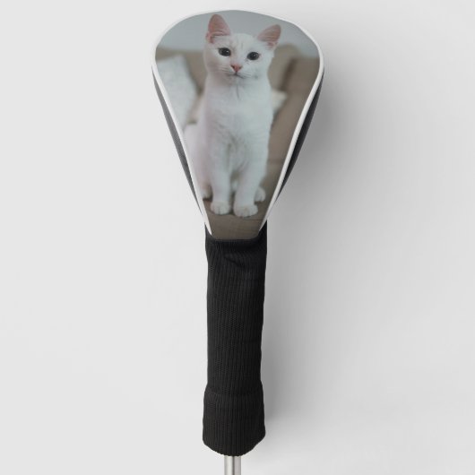Witte kat | Zazzle_Growshop. Golfheadcover (Voorkant)