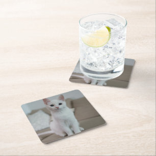 Witte kat Zazzle_Growshop. Kartonnen Onderzetters