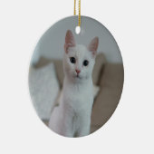 Witte kat | Zazzle_Growshop. Keramisch Ornament (Rechts)