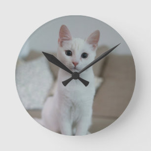 Witte kat Zazzle_Growshop. Ronde Klok