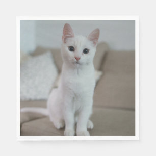 Witte kat Zazzle_Growshop. Servet