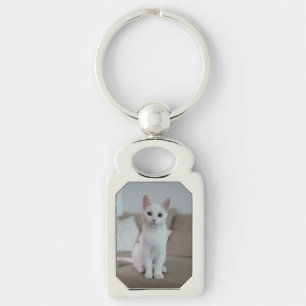 Witte kat Zazzle_Growshop. Sleutelhanger