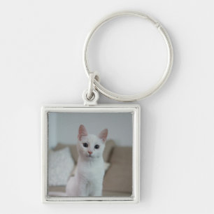 Witte kat   Zazzle_Growshop. Sleutelhanger