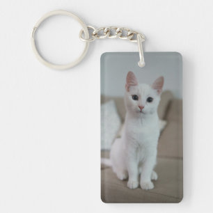 Witte kat   Zazzle_Growshop. Sleutelhanger