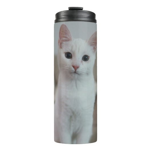 Witte kat | Zazzle_Growshop. Thermosbeker (Voorkant)