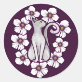 Witte katbloemen bloemen bloemen sakura bloemen ronde sticker (Voorkant)