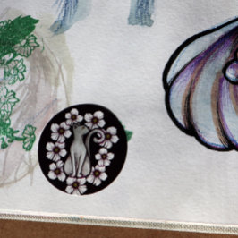 Witte katbloemen bloemen bloemen sakura bloemen ronde sticker