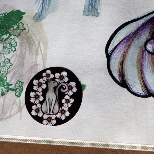 Witte katbloemen bloemen bloemen sakura bloemen ronde sticker