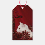 Witte katje kerst cadeaulabel (Voorkant)