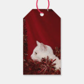 Witte katje kerst cadeaulabel (Achterkant)