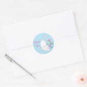 Witte katje met bloemen bedankt ronde sticker (Envelop)