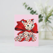 Witte katje met hart  Valentijnse kunst Briefkaart (Staand voorkant)