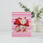Witte katje met hart Valentijnse kunst Briefkaart (Staand voorkant)