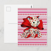 Witte katje met hart Valentijnse kunst Briefkaart (Voorkant / Achterkant)