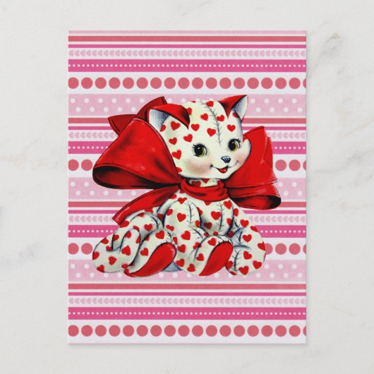 Witte katje met hart Valentijnse kunst Briefkaart (Voorkant)