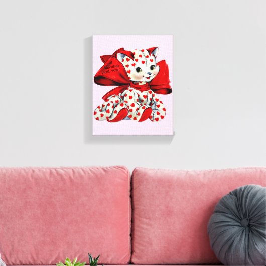 Witte katje met hart Valentijnse kunst Canvas Afdruk (Insitu (Woonkamer))
