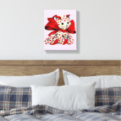 Witte katje met hart Valentijnse kunst Canvas Afdruk (Insitu (Slaapkamer))