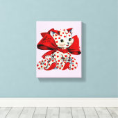 Witte katje met hart Valentijnse kunst Canvas Afdruk (Insitu (Houten vloer))