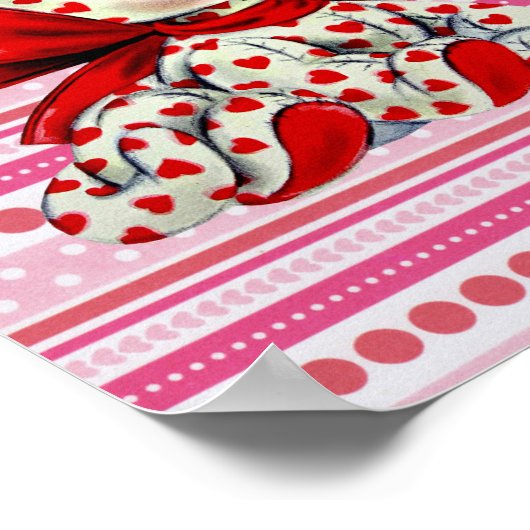 Witte katje met hart  Valentijnse kunst Poster (Hoek)