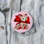 Witte katje met hart Valentijnse kunst Ronde Button 4,0 Cm (In situ)