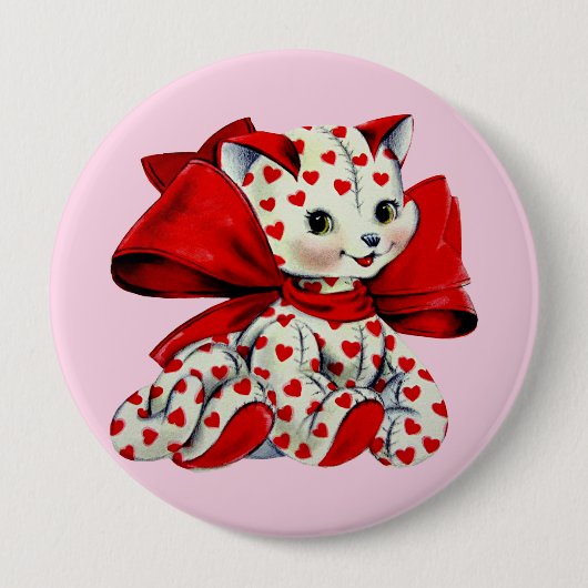 Witte katje met hart Valentijnse kunst Ronde Button 4,0 Cm (Voorkant)