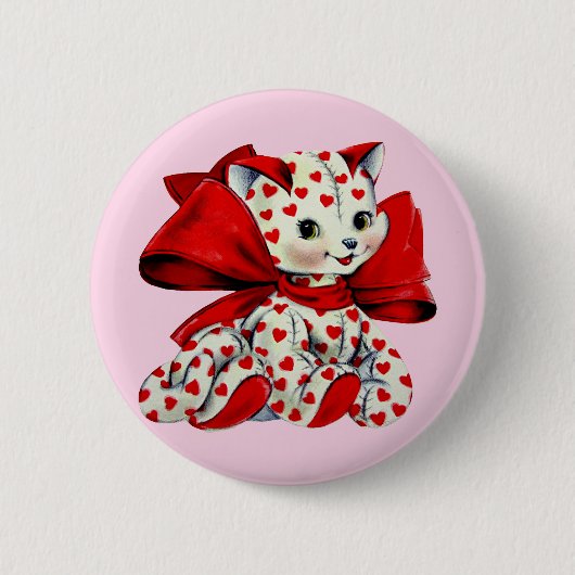 Witte katje met hart Valentijnse kunst Ronde Button 5,7 Cm (Voorkant)