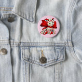 Witte katje met hart Valentijnse kunst Ronde Button 5,7 Cm (In situ)