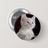 Witte katje ronde button 5,7 cm (Voorkant /achterkant)