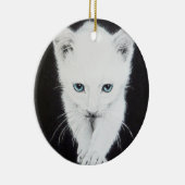 Witte katjes Teken Keramisch Ornament (Rechts)