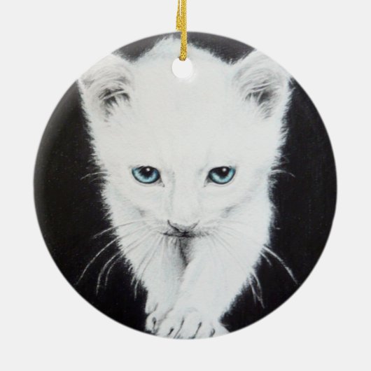 Witte katjes Teken Keramisch Ornament (Achterkant)